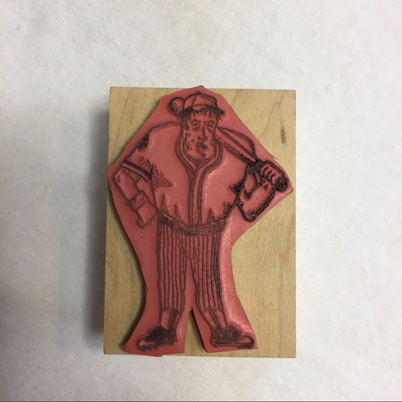 Bizzaro Baseball Slugger Wood and Rubber Stamp - Picture 2 of 3